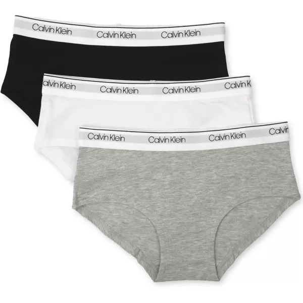 imageCalvin Klein Girls Modern Cotton Hipster Underwear MultipackHeather Grey  Classic White  Black  3 Pack