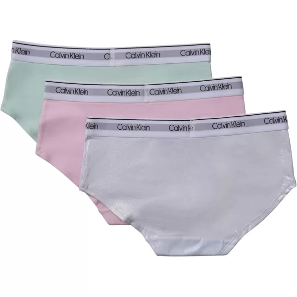 imageCalvin Klein Girls Modern Cotton Hipster Underwear MultipackIrridedescentPink LadyGlacier