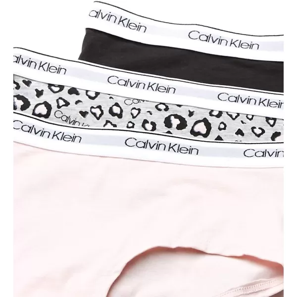 imageCalvin Klein Girls Modern Cotton Hipster Underwear MultipackLeo HeatherCrystal PinkBlack