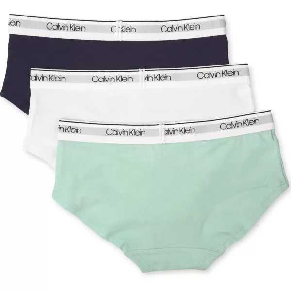 imageCalvin Klein Girls Modern Cotton Hipster Underwear MultipackTealClassic WhiteSymphony Blue