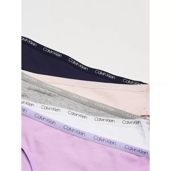 imageCalvin Klein Girls Underwear Cotton Bikini Panty Five PackHeather GreyWhiteCrystal PinkSymphonyCk Lilac