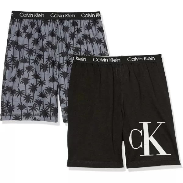 imageCalvin Klein Boys Lounge Pajama Shorts 2 PackPalm TreeBlack