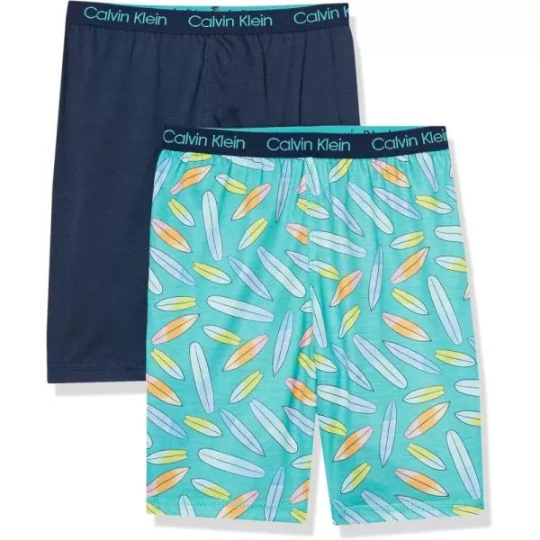 imageCalvin Klein Boys Lounge Pajama Shorts 2 PackSurf BoardBlack Iris Blue