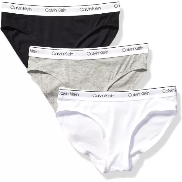 imageCalvin Klein Girls Modern Cotton Bikini Multipack3 Pack  Heather Grey  Classic White  Black