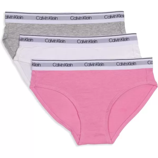 imageCalvin Klein Girls Modern Cotton Bikini Multipack3 Pack  Sachet Pink  Classic White  Heather Grey