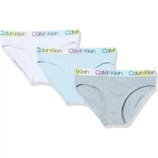 imageCalvin Klein Girls Modern Cotton Bikini Multipack3 Pack WhiteHeather Grey Empryean Blue