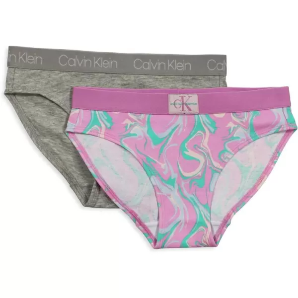 imageCalvin Klein Girls Modern Cotton Bikini MultipackLilac MarbleHeather Grey