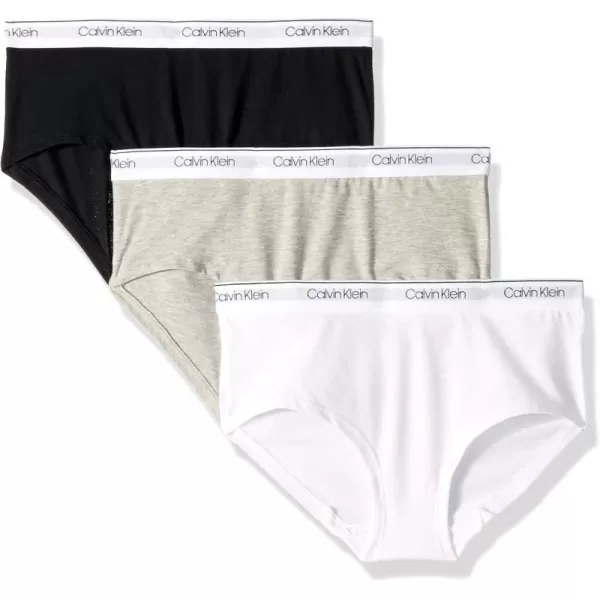 imageCalvin Klein Girls Modern Cotton Hipster Underwear MultipackHeather Grey  Classic White  Black  3 Pack