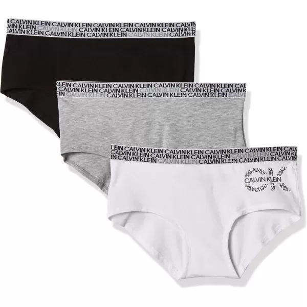 imageCalvin Klein Girls Modern Cotton Hipster Underwear MultipackWhiteBlackHeather