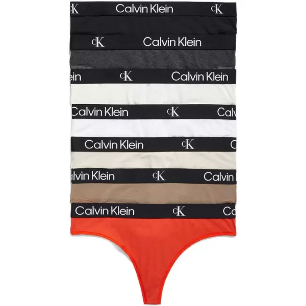 imageCalvin Klein Womens 1996 Cotton Modern Thong PantiesBlackCharcoal HeatherWhiteNatural GryMudstoneSnow ConeHazard