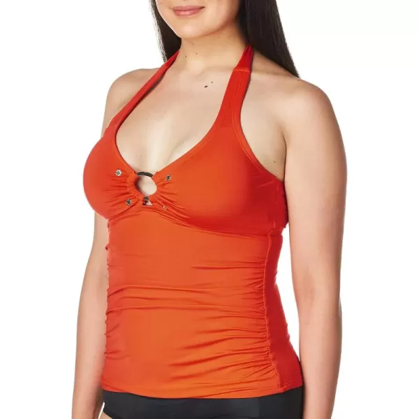 imageCalvin Klein Womens Ring Hole Halter Tankini TopClementine