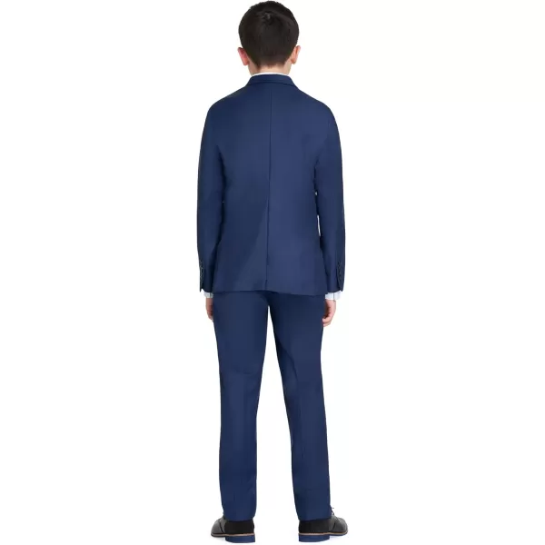 imageCalvin Klein Boys BiStretch Blazer Suit Jacket 2Button Single Breasted Closure Buttoned Cuffs ampamp Front Flap PocketsBright Blue