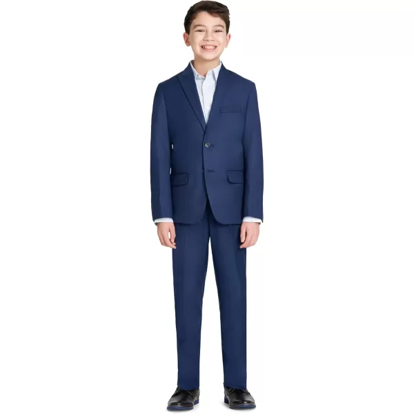 imageCalvin Klein Boys BiStretch Blazer Suit Jacket 2Button Single Breasted Closure Buttoned Cuffs ampamp Front Flap PocketsBright Blue