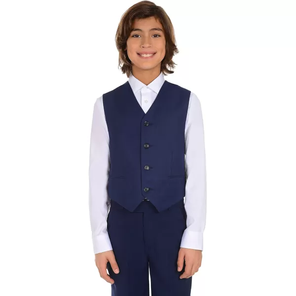 imageCalvin Klein Boys Formal Suit Vest Tailored Fit ampamp Adjustable Back Strap 4button Single Breasted Closure ampamp 2 Slit PocketsBright Blue