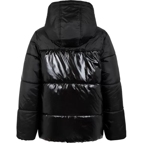 imageCalvin Klein Boys Heavy Weight Hooded Bubble Jacket with Polar Fleece LiningBlack Blocked