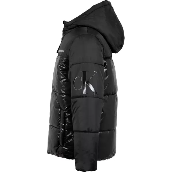 imageCalvin Klein Boys Heavy Weight Hooded Bubble Jacket with Polar Fleece LiningBlack Blocked