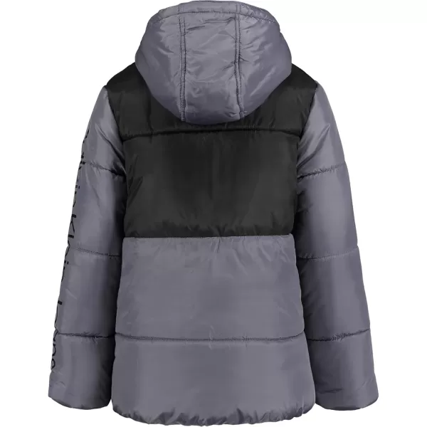 imageCalvin Klein Boys Heavy Weight Hooded Bubble Jacket with Polar Fleece LiningBubble Dark Grey 02