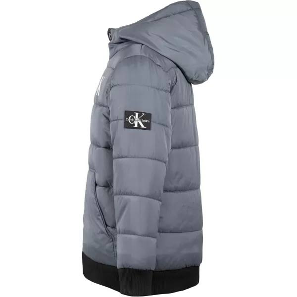 imageCalvin Klein Boys Heavy Weight Hooded Bubble Jacket with Polar Fleece LiningBubble Dark Grey 04