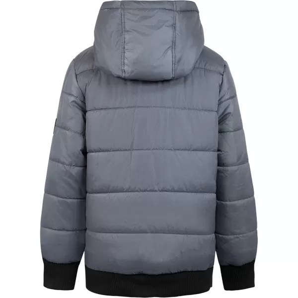 imageCalvin Klein Boys Heavy Weight Hooded Bubble Jacket with Polar Fleece LiningBubble Dark Grey 04