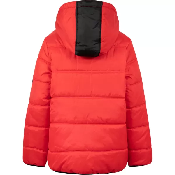 imageCalvin Klein Boys Heavy Weight Hooded Bubble Jacket with Polar Fleece LiningBubble Racing Red