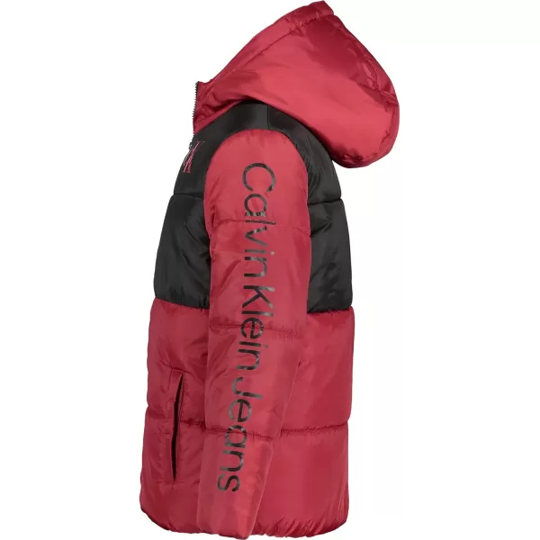 imageCalvin Klein Boys Heavy Weight Hooded Bubble Jacket with Polar Fleece LiningBubble Red Carpet