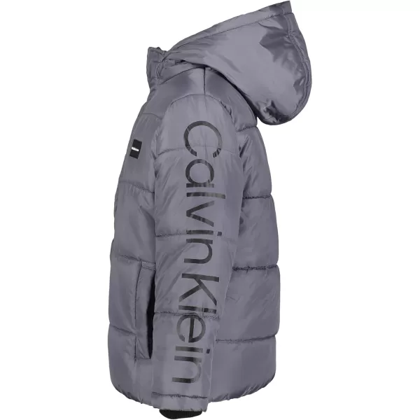 imageCalvin Klein Boys Heavy Weight Hooded Bubble Jacket with Polar Fleece LiningCkj Bubble Dark Grey