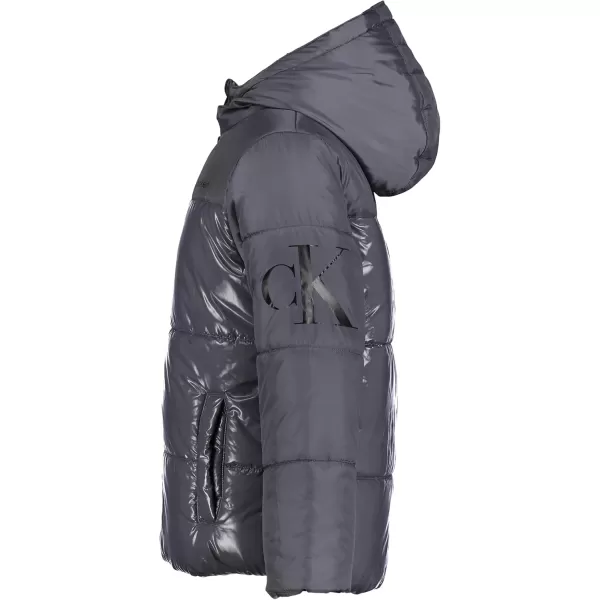 imageCalvin Klein Boys Heavy Weight Hooded Bubble Jacket with Polar Fleece LiningDark Grey Shine
