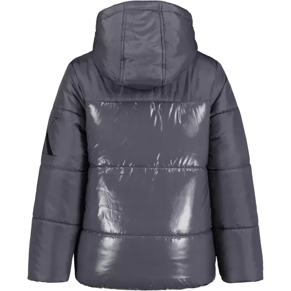 imageCalvin Klein Boys Heavy Weight Hooded Bubble Jacket with Polar Fleece LiningDark Grey Shine