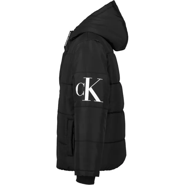 imageCalvin Klein Boys Heavy Weight Hooded Bubble Jacket with Polar Fleece LiningMonologo Black