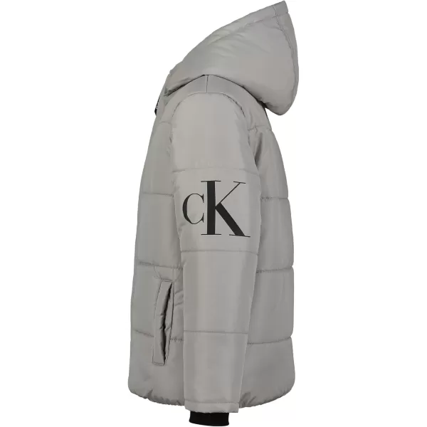 imageCalvin Klein Boys Heavy Weight Hooded Bubble Jacket with Polar Fleece LiningMonologo Drizzle