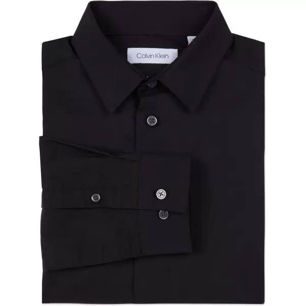 imageCalvin Klein Boys Long Sleeve Slim Fit Dress Shirt ButtonDown Style with Cuffs ampamp Shirttail HemBlack