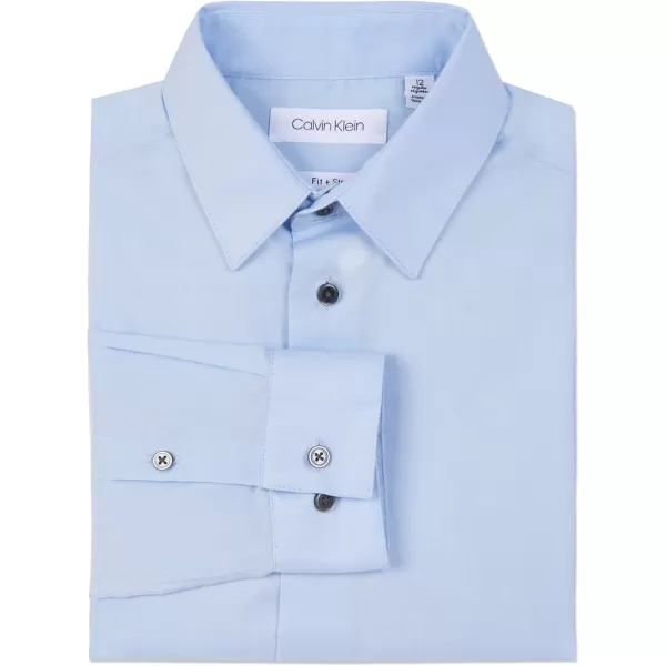 imageCalvin Klein Boys Long Sleeve Slim Fit Dress Shirt ButtonDown Style with Cuffs ampamp Shirttail HemIce Bay