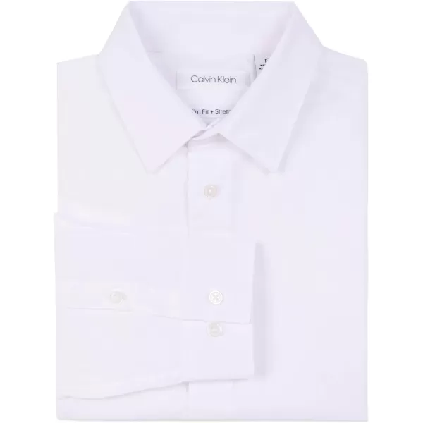 imageCalvin Klein Boys Long Sleeve Slim Fit Dress Shirt ButtonDown Style with Cuffs ampamp Shirttail HemWhite