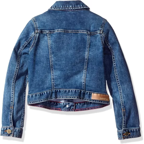 imageCalvin Klein Girls Basic Jean Jacket Stretch Denim with Button Closure Casual StyleAuthentic