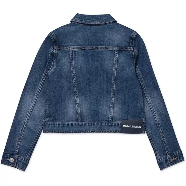 imageCalvin Klein Girls Basic Jean Jacket Stretch Denim with Button Closure Casual StyleBlue