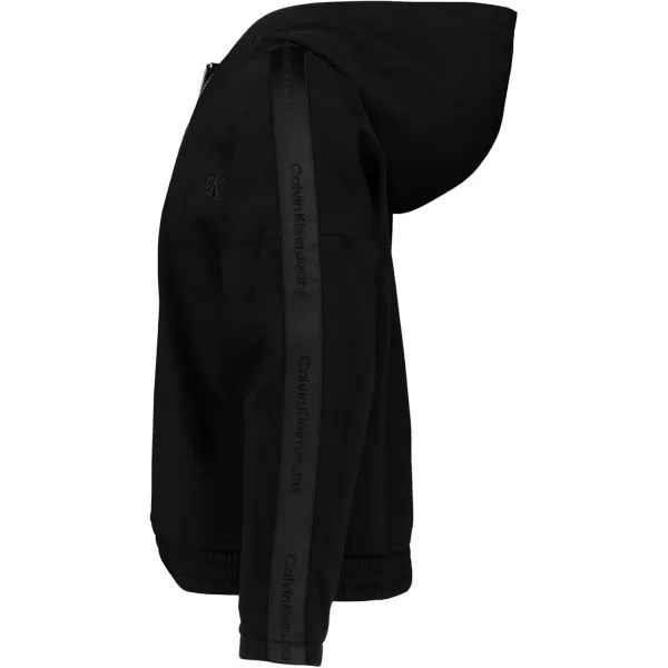 imageCalvin Klein Girls FullZip Fleece Hoodie Sweatshirt with Front PocketsBlack Shimmer