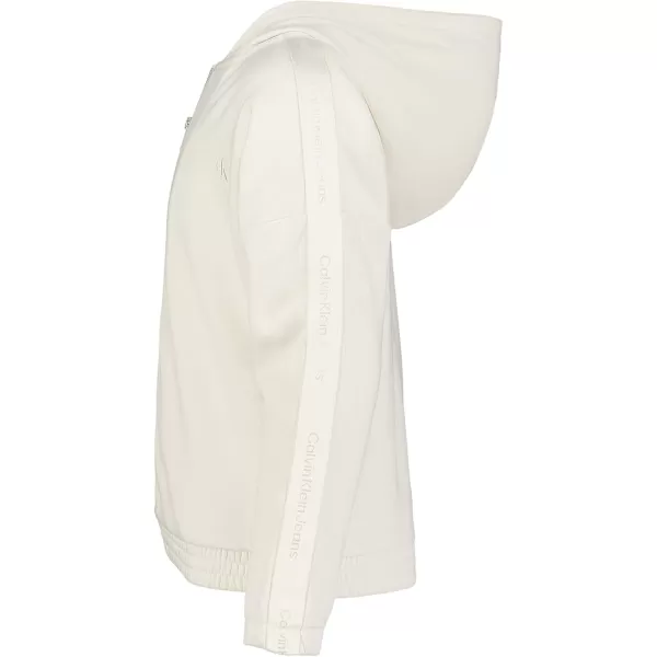 imageCalvin Klein Girls FullZip Fleece Hoodie Sweatshirt with Front PocketsWhite Shimmer