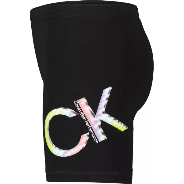 imageCalvin Klein Girls Performance Bike Shorts Soft ampamp Stretchy with Flat Waistband ampamp Snug FitBlack Solar Flare