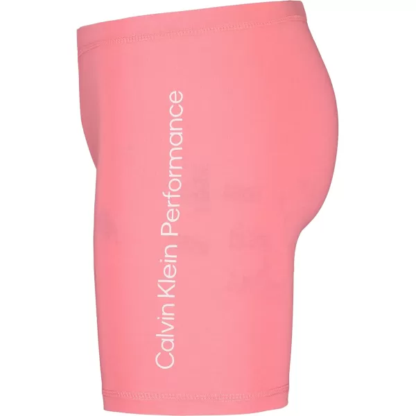 imageCalvin Klein Girls Performance Bike Shorts Soft ampamp Stretchy with Flat Waistband ampamp Snug FitStrawberry Linear