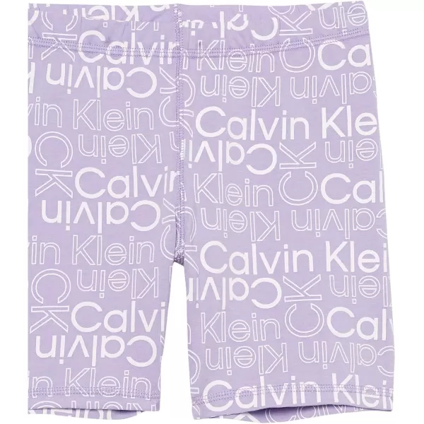 imageCalvin Klein Girls Performance Bike Shorts Soft ampamp Stretchy with Flat Waistband ampamp Snug FitViolet Tulip Logo