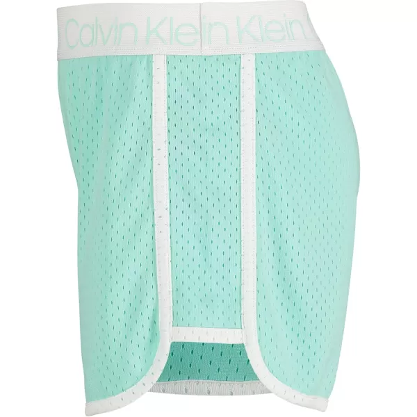 imageCalvin Klein Girls Performance Running Shorts QuickDrying Mesh Elastic Waistband ampamp Pullon StyleBeach Glass