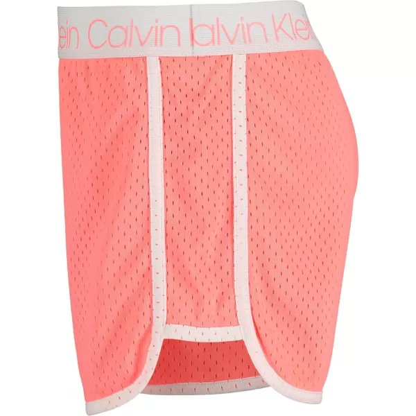 imageCalvin Klein Girls Performance Running Shorts QuickDrying Mesh Elastic Waistband ampamp Pullon StyleJolt Pink