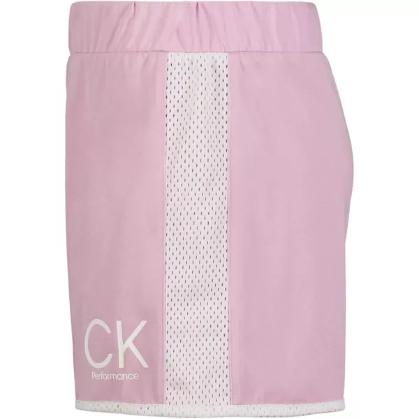 imageCalvin Klein Girls Performance Running Shorts QuickDrying Mesh Elastic Waistband ampamp Pullon StyleOrchid Bouquet