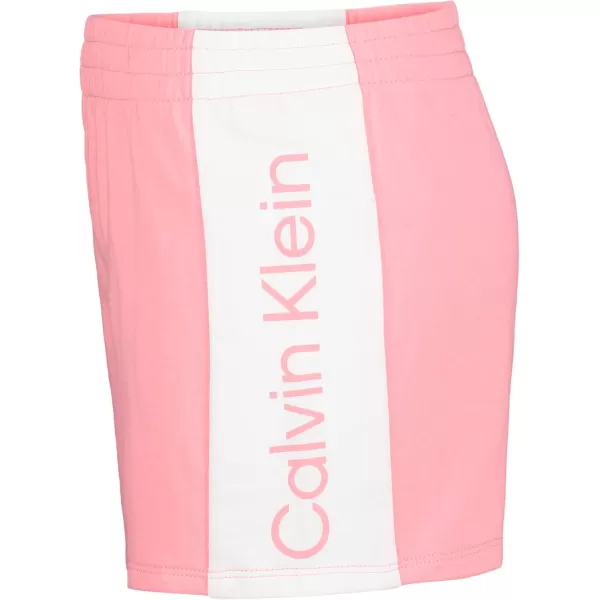 imageCalvin Klein Girls Performance Running Shorts QuickDrying Mesh Elastic Waistband ampamp Pullon StylePink Colorblock