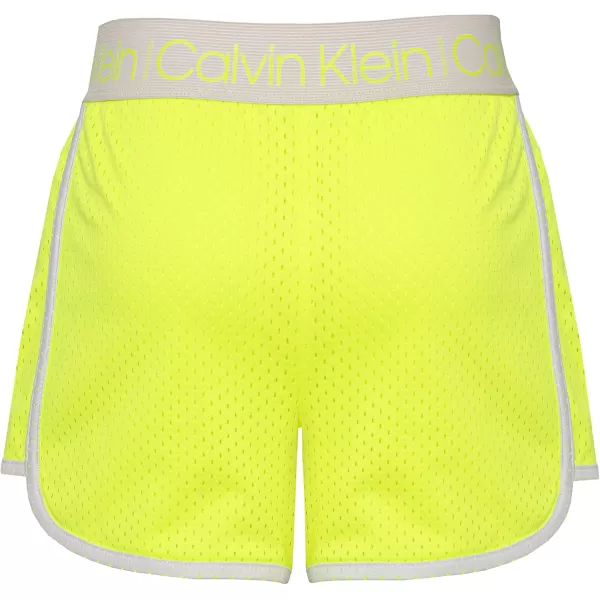 imageCalvin Klein Girls Performance Running Shorts QuickDrying Mesh Elastic Waistband ampamp Pullon StyleYellow Mesh