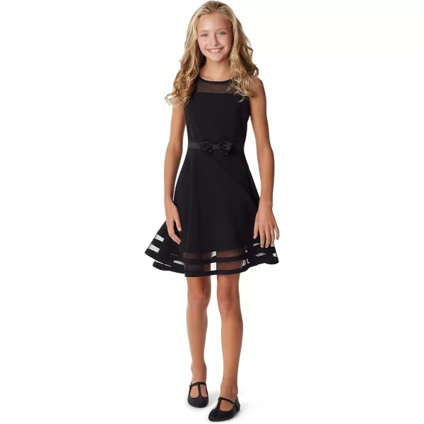 imageCalvin Klein Girls Sleeveless Party Dress Fit and Flare Silhouette Round Neckline ampamp Back Zip ClosureBlack