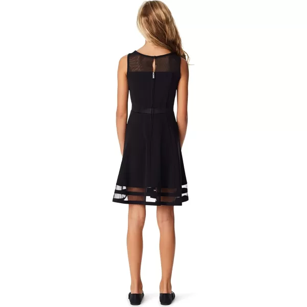 imageCalvin Klein Girls Sleeveless Party Dress Fit and Flare Silhouette Round Neckline ampamp Back Zip ClosureBlack