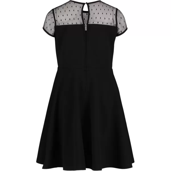 imageCalvin Klein Girls Sleeveless Party Dress Fit and Flare Silhouette Round Neckline ampamp Back Zip ClosureBlack Dot
