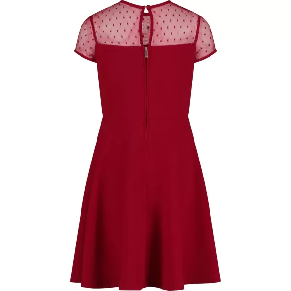 imageCalvin Klein Girls Sleeveless Party Dress Fit and Flare Silhouette Round Neckline ampamp Back Zip ClosureCherry Dot