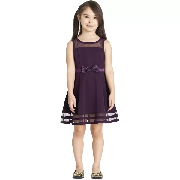 imageCalvin Klein Girls Sleeveless Party Dress Fit and Flare Silhouette Round Neckline ampamp Back Zip ClosureDark Purple